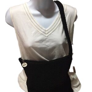 The Sak Black Crochet Shoulder Bag